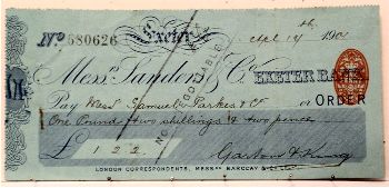 Sanders & Co cheque, 1901