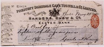 Sanders, Snow & Co cheque, 1904