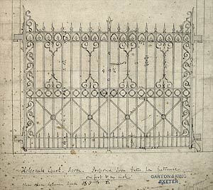 Drawing of gates for Holcombe Manor