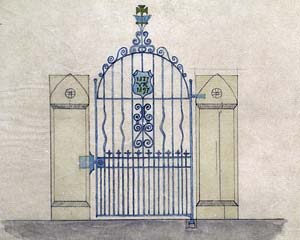Drawing of gate for St Mary, Honeychurch