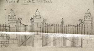 Drawing of gates once at St Thomas Pleasure Ground