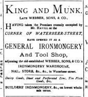 King & Munk advert, 1882