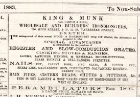 King &: Munk advert, 1883