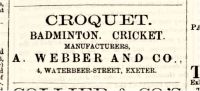 A. Webber advert, 1874