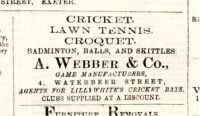 A. Webber advert, 1876