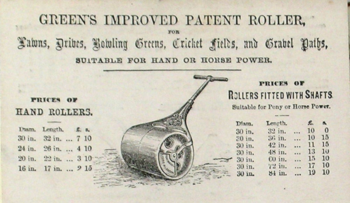 Advert for Greens Patent Lawn Roller