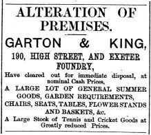 Advert, Devon & Exeter Daily Gazette, 10th August 1892