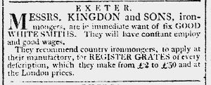 1806 Advert for Situations Vacant and Grates