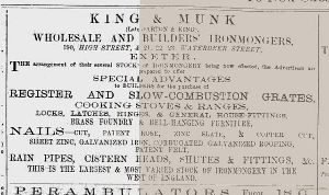 King & Munk advert 1883