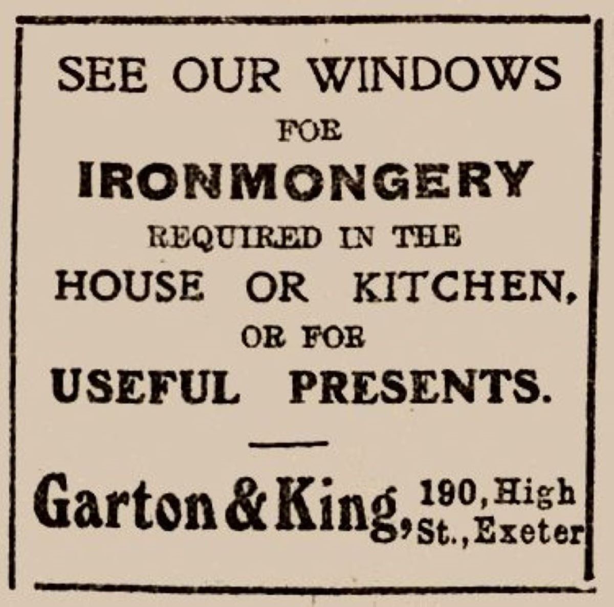 Advert, Exeter & Plymouth Gazette, December 1917