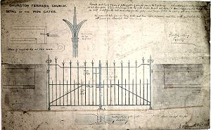 Design drawing for Gates at St Mary, Churston Ferrers
